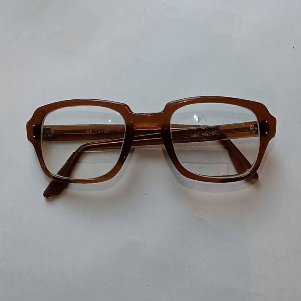 Vintage Eyeglasses Frame USS Brown Nerd Frames 4 1/2-5 3/4